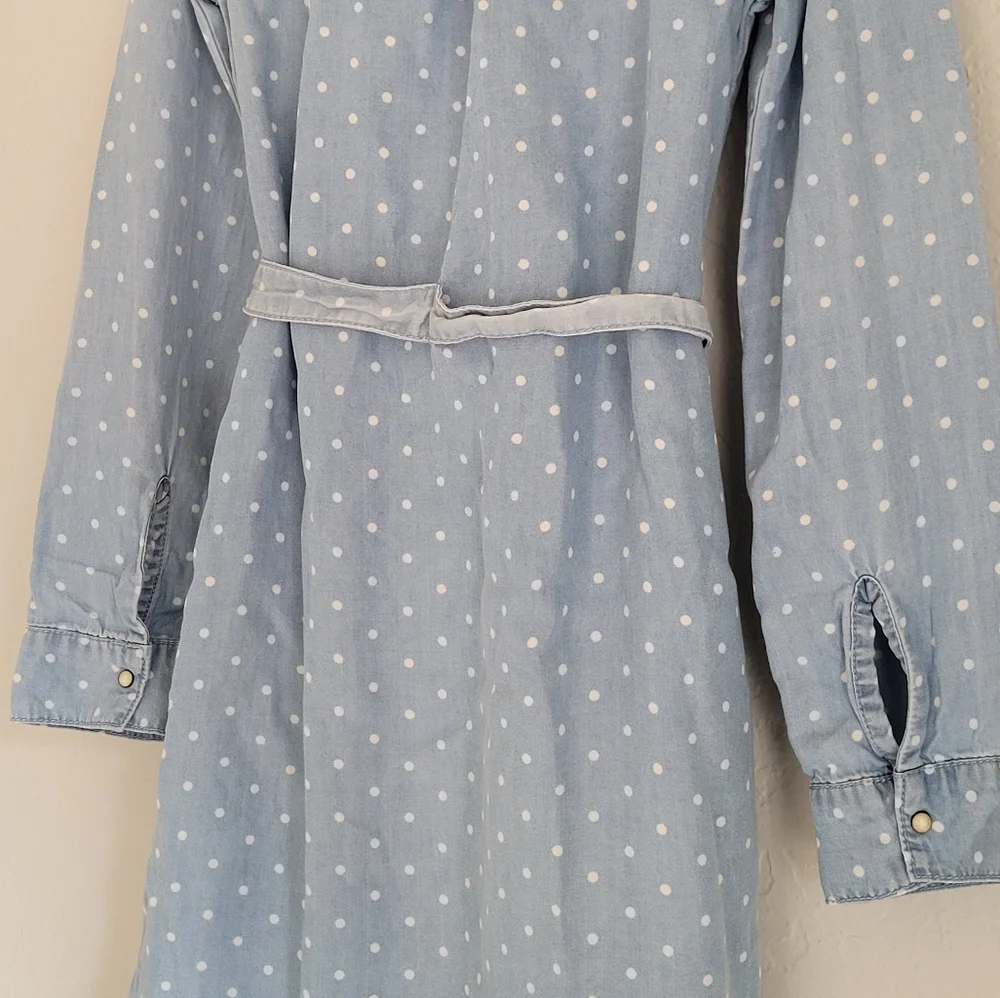 GB girls Polka Dot Shirt Dress, size Small, Blue & White - Picture 6 of 11